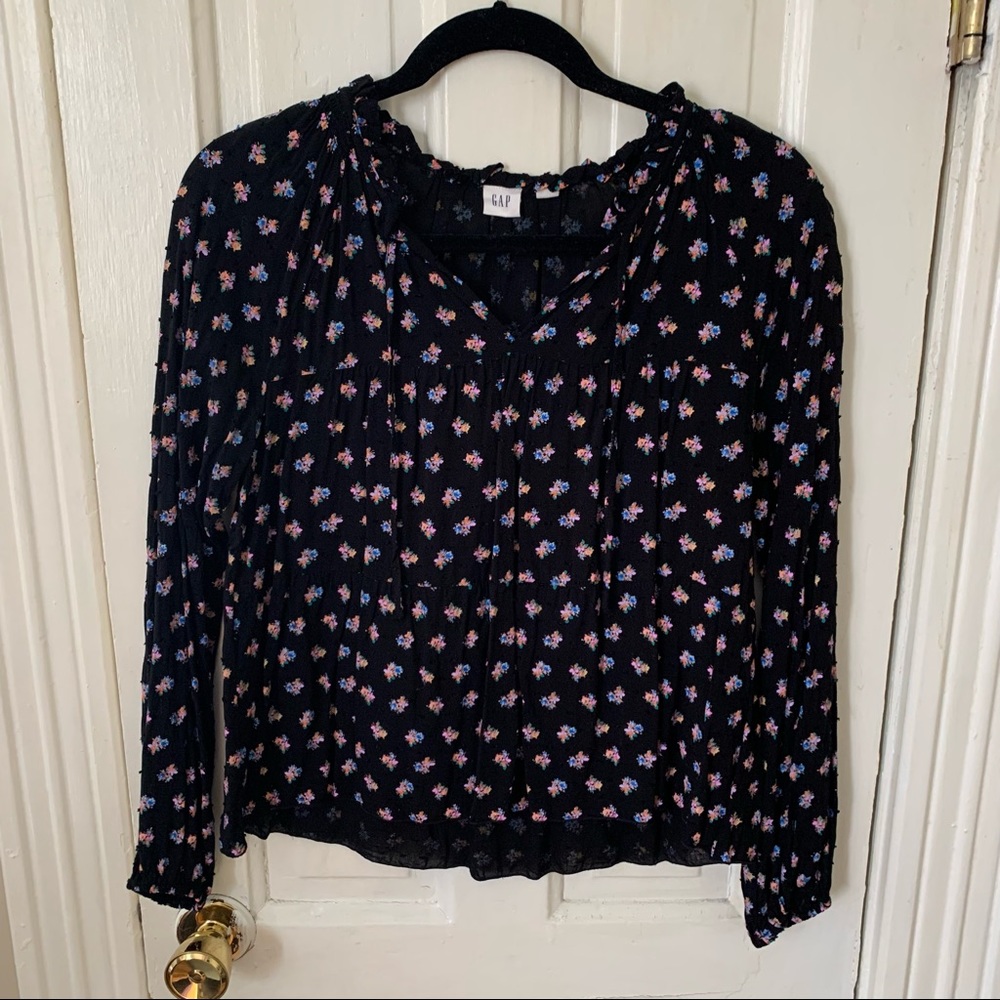 GAP Black & Neon Floral Blouse
